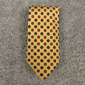 ETRO Tie Mens Yellow Golf Geometric Printed Silk Made In Italy Milano Necktie